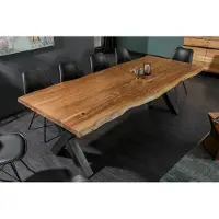 Invicta Massief houten eettafel MAMMUT NATURE 240cm acaciaboom rand X-frame 6cm tafelblad - 38350