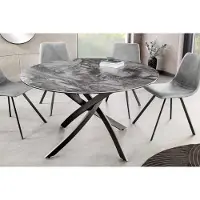 Invicta Ronde eettafel ALPINE 120cm taupe keramiek zwart metalen onderstel - 44229