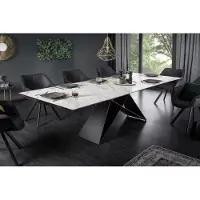 Invicta Uitschuifbare eettafel PROMETHEUS 180-220-260cm wit marmer keramiek gemaakt in Italie - 39562