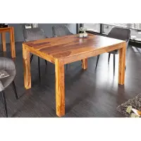 Invicta Massief houten eettafel PURE 135 cm bruin sheeshamhout met een unieke nerf - 43752