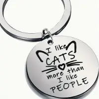 Fashion Jewelry RVS kat sleutelhanger "I like cats better than people"
