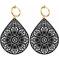 Charme Bijoux Klem oorbellen - zwart - filigraan - goud- geen gaatje-