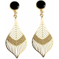Charme Bijoux Clip oorbellen- zwart- goudkleur- filigraan- geen gaatje-