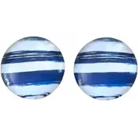 Charme Bijoux Clip oorbellen-Blue strips-2 cm Blauw-wit