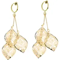 Charme Bijoux Klem oorbellen - goudkleurige - blaadjes - geen gaatje-