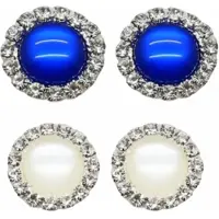 Charme Bijoux 2 Paar Clip oorbellen-Koningsblauw-Wit-1.5 cm