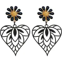 Charme Bijoux Clip oorbellen -Madelief -zwart -hart- geen gaatje-