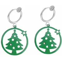 Charme Bijoux Klem oorbellen- groene -kerstboom- zilverkleur- geen gaatje-