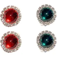 Charme Bijoux 2 Paar- Clip oorbellen- rood - groen-geen gaatje-
