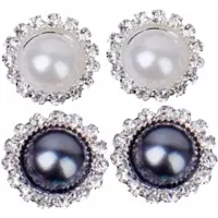 Charme Bijoux 2 paar clip oorbellen wit grijs 1.5 cm