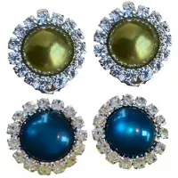 Charme Bijoux 2 Paar Clip oorbellen- Groen -Blauw- 1.5 cm