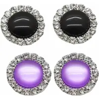 Charme Bijoux 2 Paar-Clip oorbellen-Lila-Zwart-1.5 cm