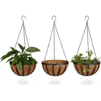Relaxdays Hangmanden - 3-delige set - Met kokos inlegvel - 30 cm
