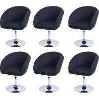 Mendler Set van 6 eetkamerstoelen -F19, keukenstoel draaistoel loungestoel, in hoogte verstelbaar ~ stof/textiel antraciet
