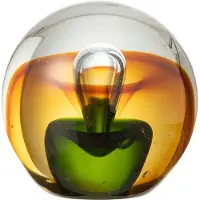 J-Line Presse papier druppel glas amber/groen large