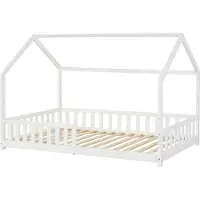 En.casa Kinderbed Ydre huisbed met matras en bedbodem 120x200 cm wit []