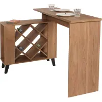 MCW Bartafel -M45, statafel bartafel wijnrek wijnkast, opbergvakken 93x120x98cm, bruin