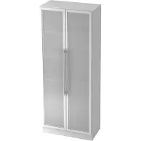 Hjh OFFICE PRO SIGNA G 7100G RE - Hoogte van de map | 5 OH Kast met matglazen deuren Rail handvat (kunststof) Wit/Zilver