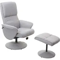 Mendler Helsinki relaxfauteuil, verstelbare TV-fauteuil TV-fauteuil met kruk ~ stof/textiel, lichtgrijs