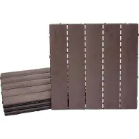 MCW WPC vloertegel -E20, houtlook balkon/terras, 3D structuur lineair ~ 4x elk 50x50cm = 1m², reliëf donkerbruin