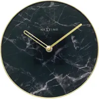 Nextime Marble – Stille Tafelklok – 20 cm – Glas/Metaal – Zwart