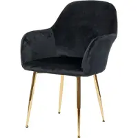 MCW Eetkamerstoel -F18, stoel keukenstoel, retro design ~ fluweel zwart, gouden poten