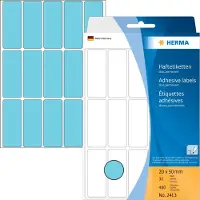 Herma Etiketten 2413 Klevend Blauw 20 x 50 mm 32 Vellen à 15 Etiketten