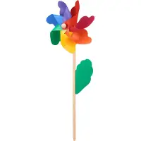Merkloos windmolen tuinsteker - set van 2 - bloem - voor kinderen - windspinner