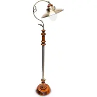 Relaxdays Staande lamp materiaalmix hout metaal, Jugendstil, Retro, Industrieel design.