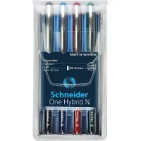 Schneider rollerball - One Hybrid N - naaldpunt - 0,5mm - 4 stuks assorti kleuren - S-183594