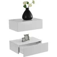 En.casa Wandplank met lade set van 2 zwevend 46x30x15 cm wit mat