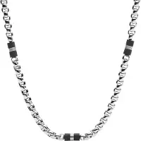 Fossil Ketting 'JF03314040' zwart / zilver
