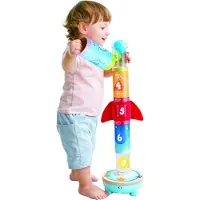 Hape Raket Stapeltoren met Ventilator - Lucht Stapelspel voor Kinderen vanaf 3 Jaar - 25 Onderdelen
