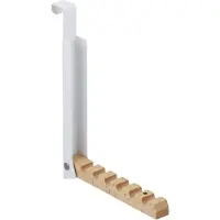 Relaxdays inklapbare deurhaak - over deur - voor 6 hangers - metaal - hout - deurdikte tot 2 cm