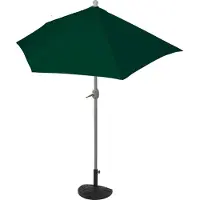 Mendler Halfrond parasol Parla, half parasol balkonparasol, UV 50+ polyester/aluminium 3 kg ~ 270 cm groen met standaard
