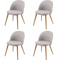 Mendler Set van 4 eetkamerstoelen -D53, keukenstoel, retro jaren 50 ontwerp, stof/textiel ~ lichtgrijs