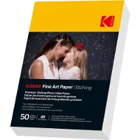 Kodak Fine Art Paper / Etching - Pack de 50 feuilles de papier photo haut de gamme texturé - Format 10 x 15 cm (A6) - Finition mate effet gravure - 210 gsm - Compatible toute imprimante jet d'encre