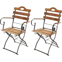 MCW Set van 2 biertuinstoelen -J40, klapstoel tuinstoel, horeca kwaliteit acacia MVG-gecertificeerd ~ natuurlijke kleur