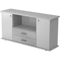 Hjh OFFICE PRO KAPA SB | Dressoir | met deuren + laden - Grijs Sideboard Greeplijst kunststof