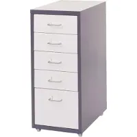 MCW Trolley kast Boston T851, stalen ladekast, 69x28x41cm 5 laden ~ donkergrijs wit