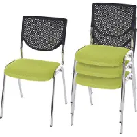 MCW Set van 4 bezoekersstoelen T401, stapelbare conferentiestoel, stof/textiel ~ zitting groen, poten chroom