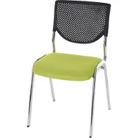 MCW Bezoekerstoel T401, stapelbare conferentiestoel, stof/textiel ~ zitting groen, poten chroom