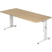 Hjh OFFICE PRO MEGA 19 W - 180 x 80 Tafelhoogte I In hoogte verstelbaar Eiken/Wit