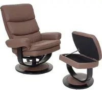 Mendler Relaxfauteuil -C16, TV-fauteuil TV-fauteuil met opbergvak, MVG-gecertificeerd ~ kunstleer chocolade