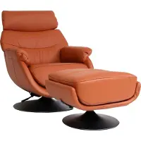 Mendler Relaxfauteuil met voetenbank -K99, tv-fauteuil, kantelfunctie, draaibaar, metaal, echt leer/kunstleer ~ bruin