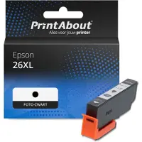 PrintAbout Inktcartridge 26XL (C13T26314012) Foto-zwart Hoge capaciteit geschikt voor Epson