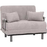 Mendler -K29 fauteuil slaapbank, opklapbare fauteuil slaapbank logeerbed, ligoppervlak 190x100cm, stof bouclé (500g/m²) ~ grijs