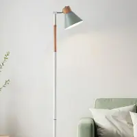 LumenXL Retro staande lamp Elsie met hout met groene kap