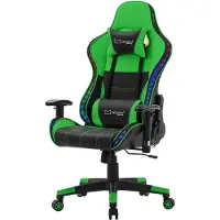 ML-Design Gamestoel Xana met RGB-verlichting en Bluetooth speakers | kunstleer groen 66x132x68 cm gamestoelen | NADUVI