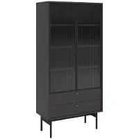 NADUVI Collection Vitrinekast Oscar | spaanplaat zwart 85x179x41 cm vitrinekasten | NADUVI